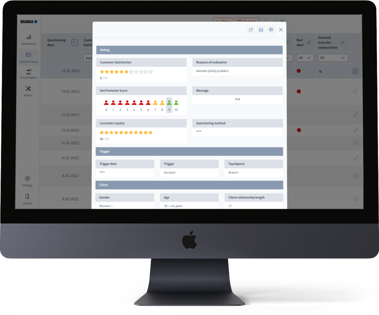 Response detail &ndash; analysis of open-ended comments in Boardia